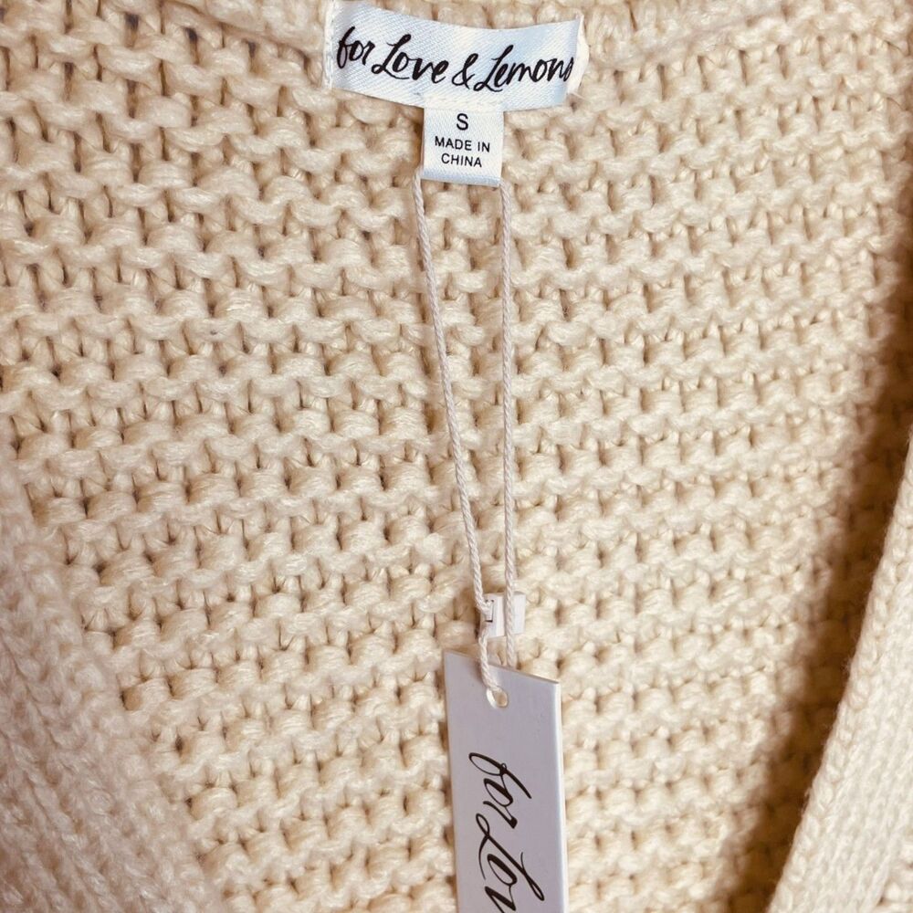 For Love & Lemons x Revolve Kerry Cropped V Neck Colorblock Cardigan Size S NWT - Picture 5 of 14